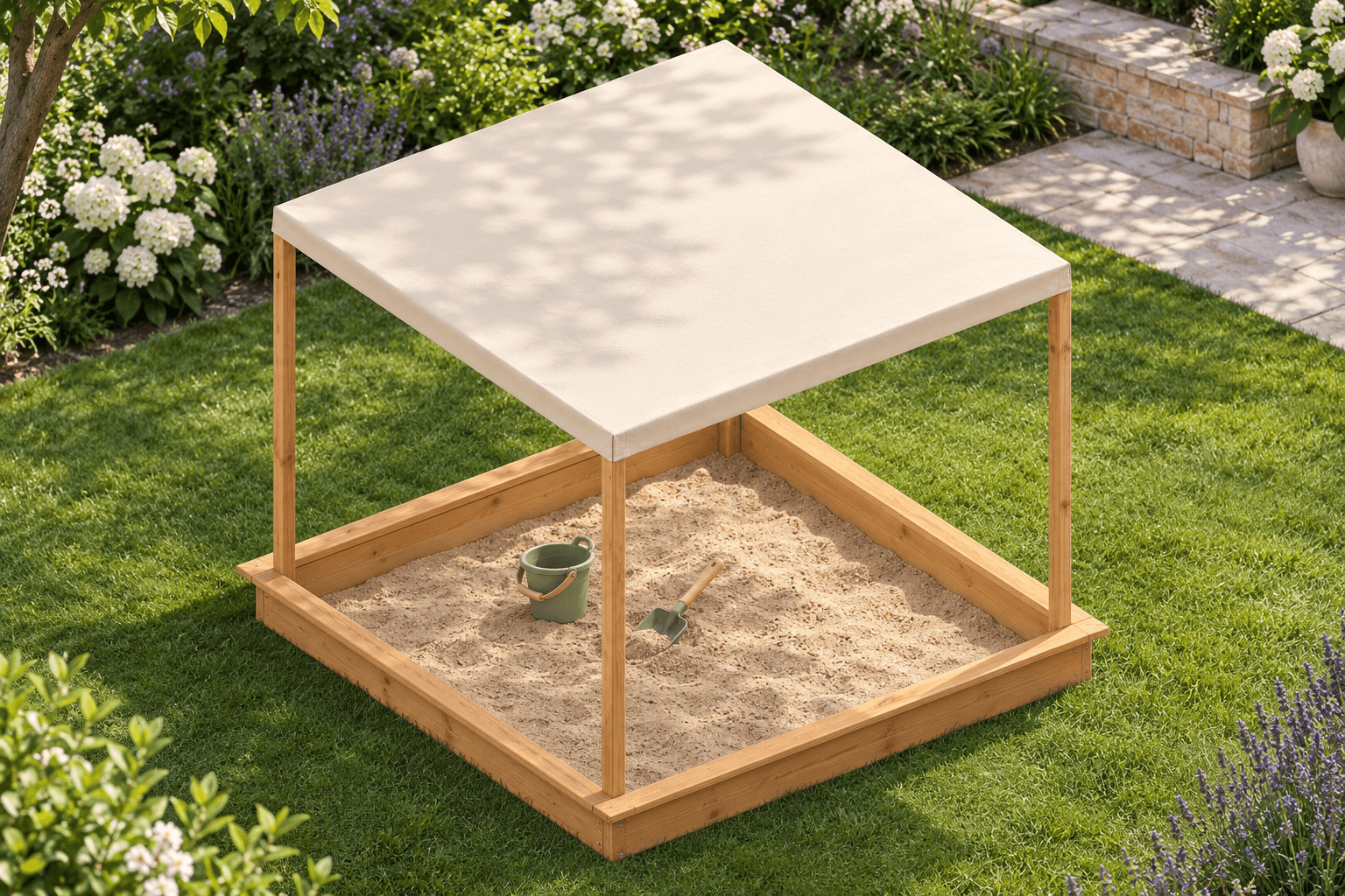 Sandkasten mit Dach